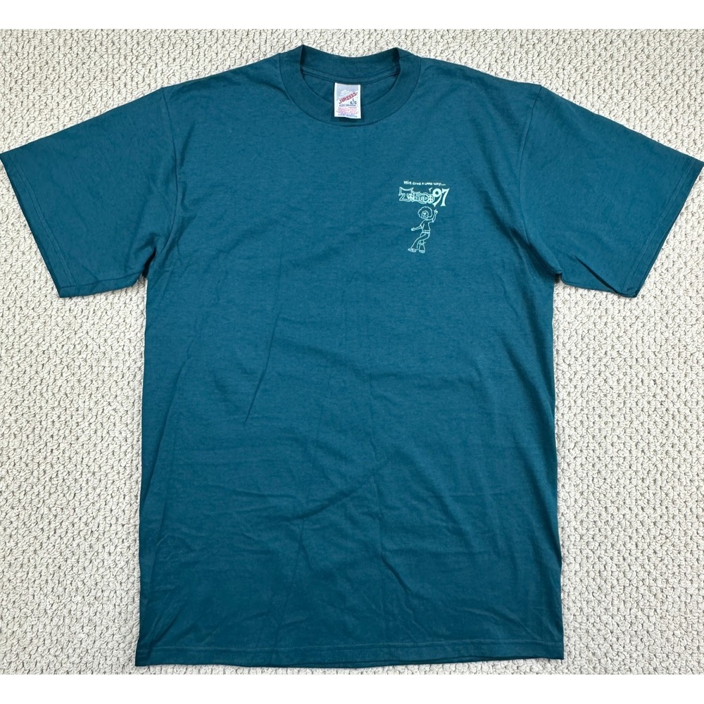 Vtg Jerzees T Shirt Mens Large Dark Teal Graphic Logo Toledo 97 Made in USA Tee